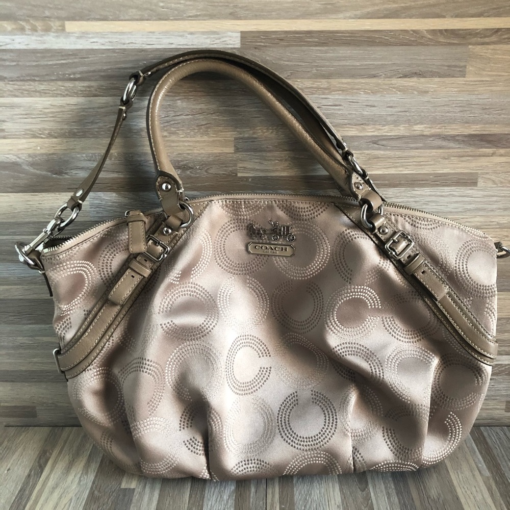 Coach Crossbody Bag Top Zip C Print Tan Y2K - Picture 6 of 8